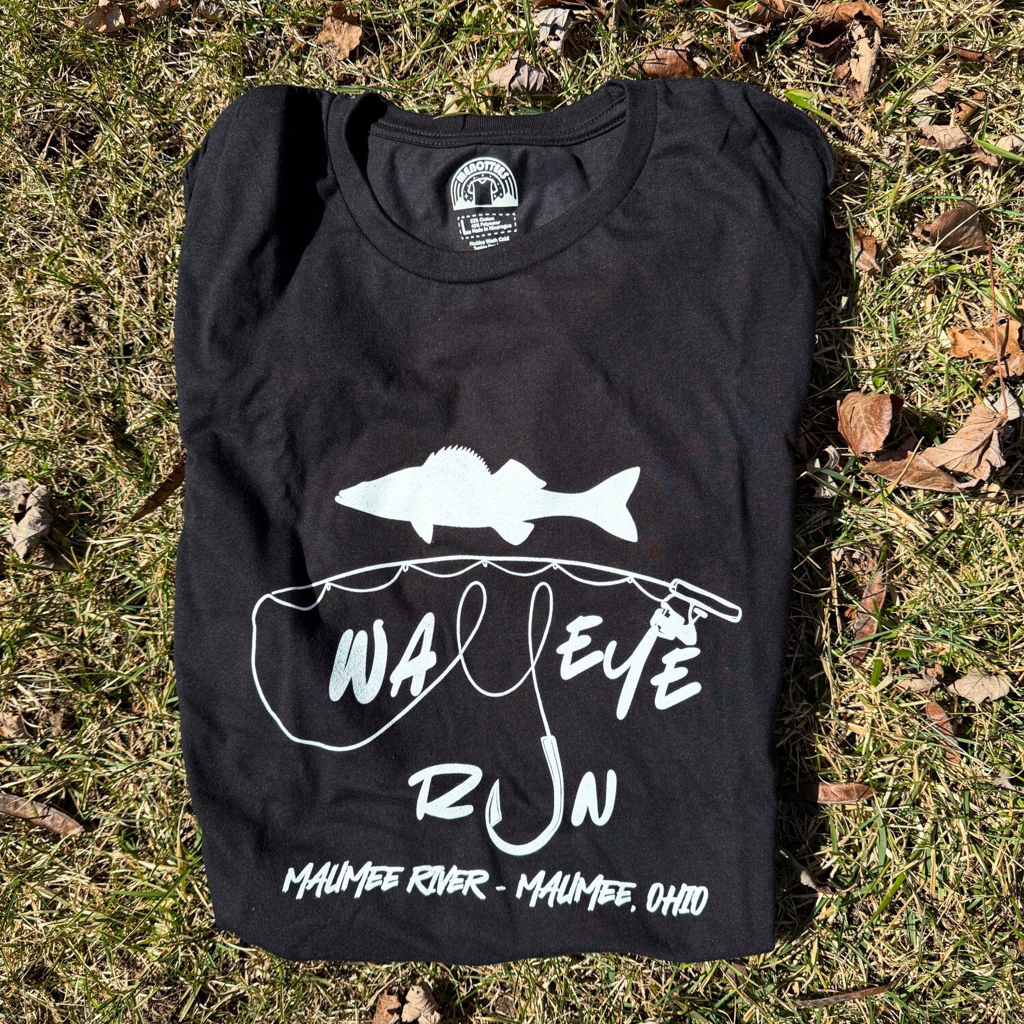 Walleye Run Tee (Black) - menottees