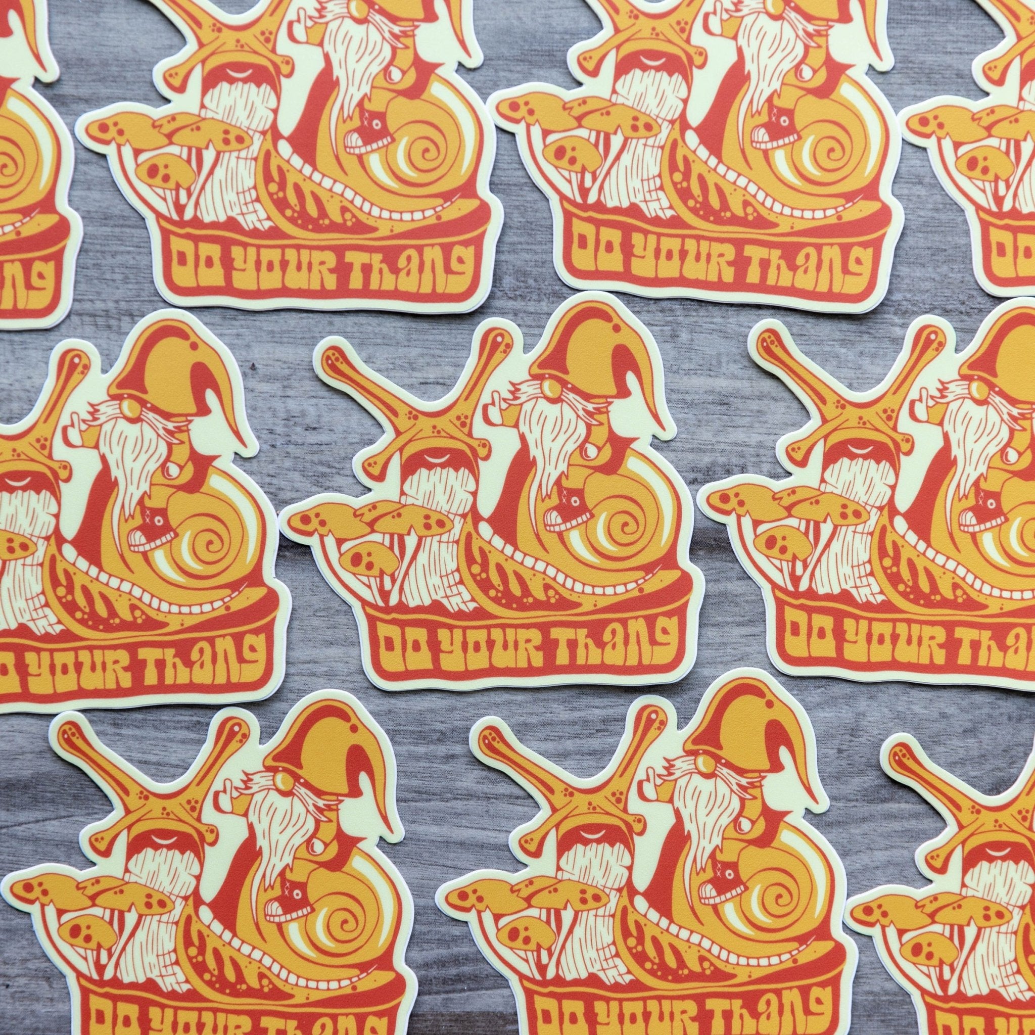 Multiple stickers arranged in a repeating pattern, showing the design in bulk