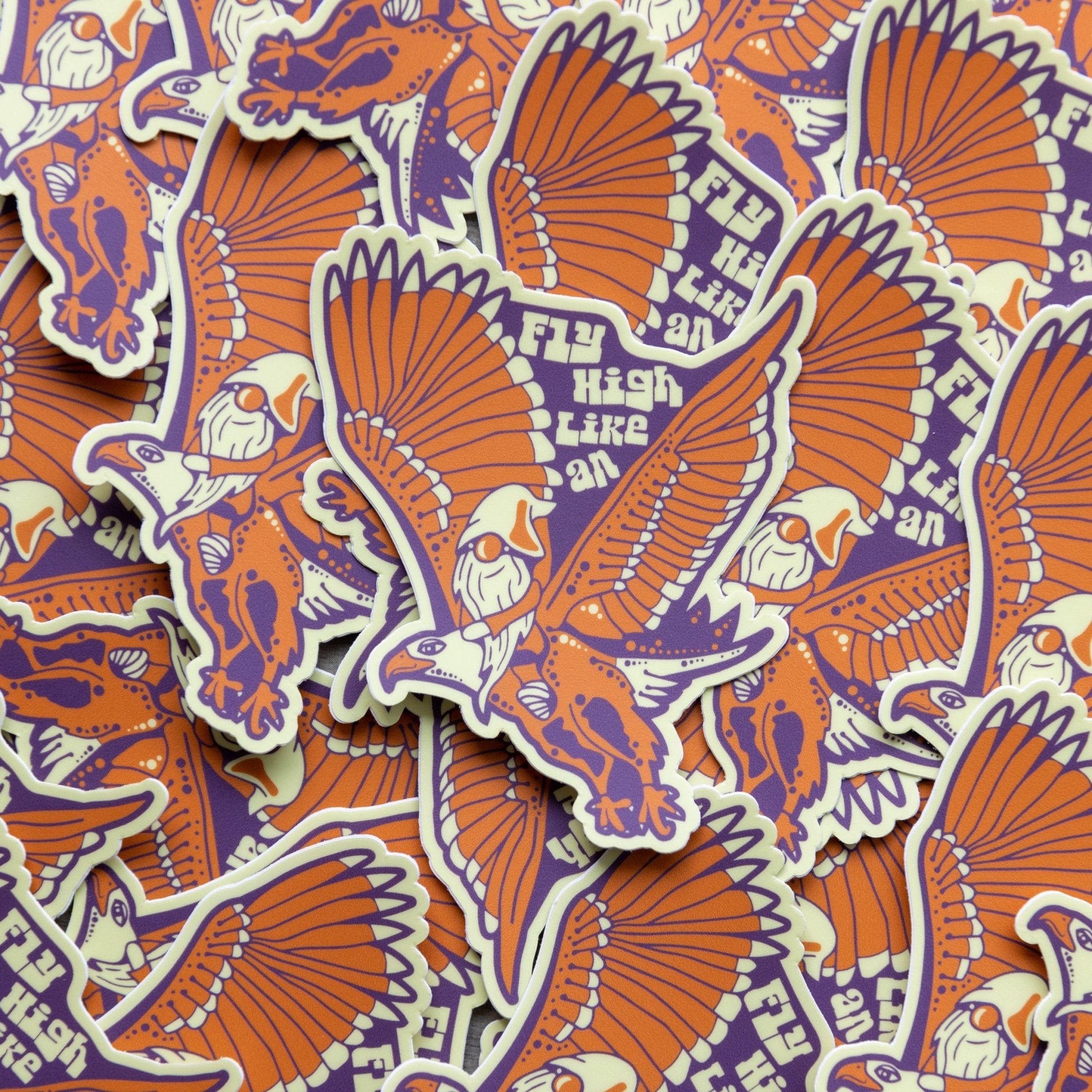 Group of eagle gnome stickers arranged in a repeating pattern