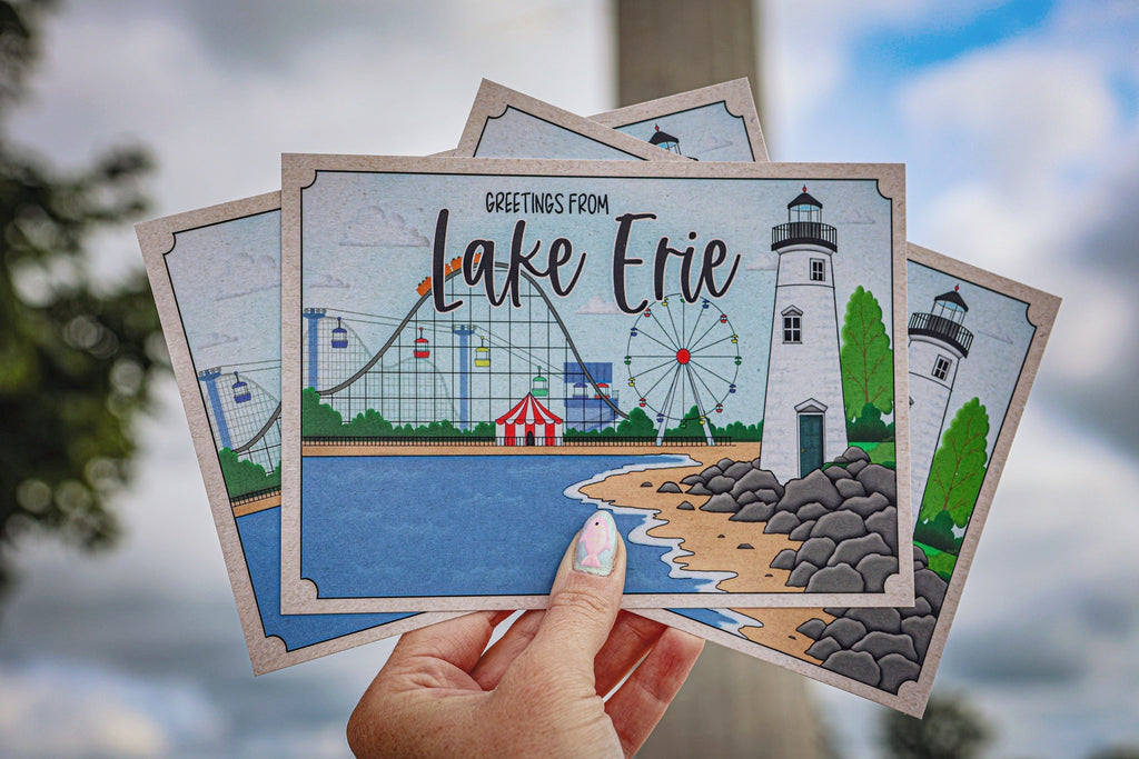 Lake Erie - Rollercoaster Postcard
