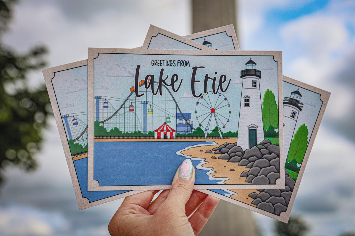 Lake Erie - Rollercoaster Postcard