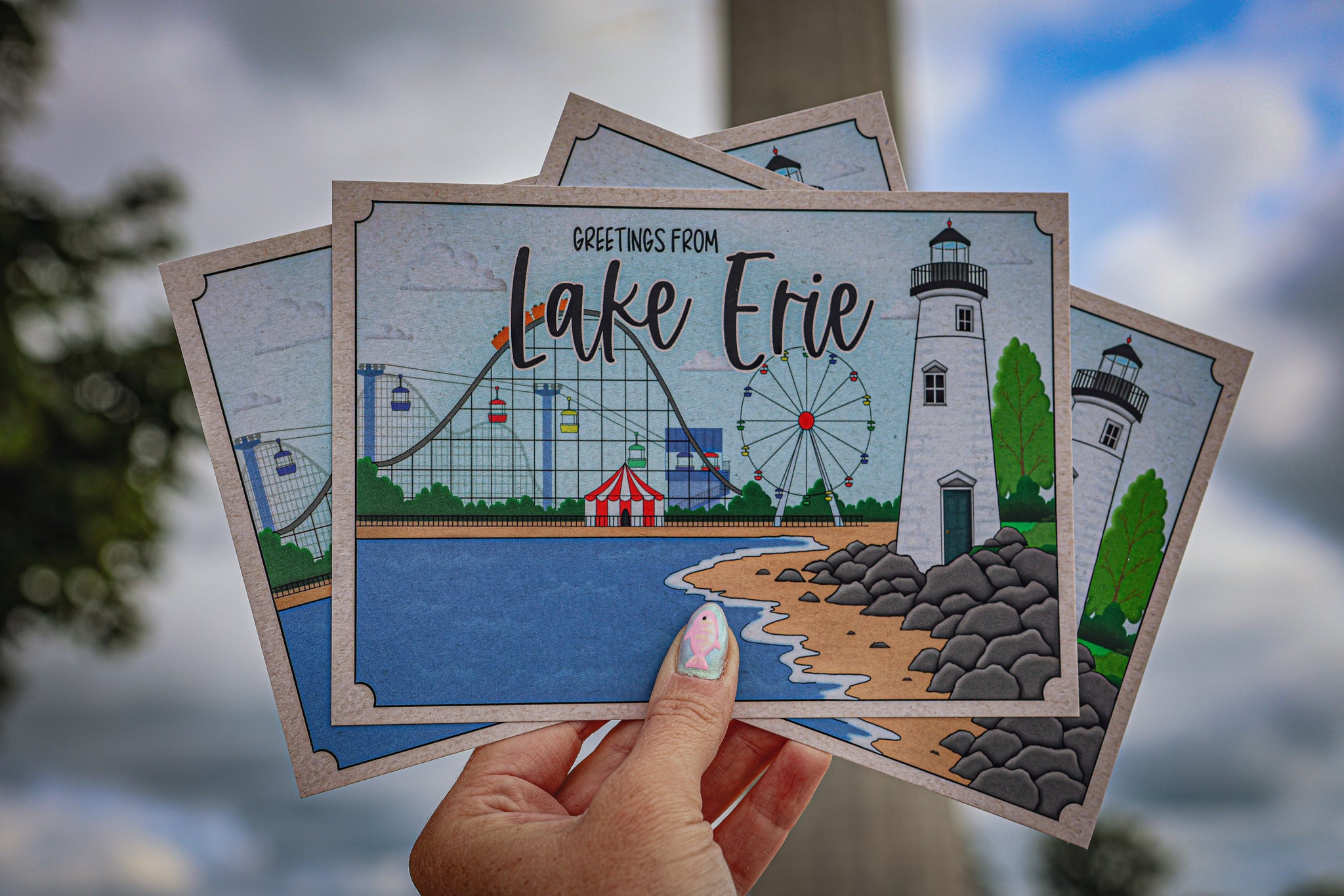 Lake Erie - Rollercoaster Postcard