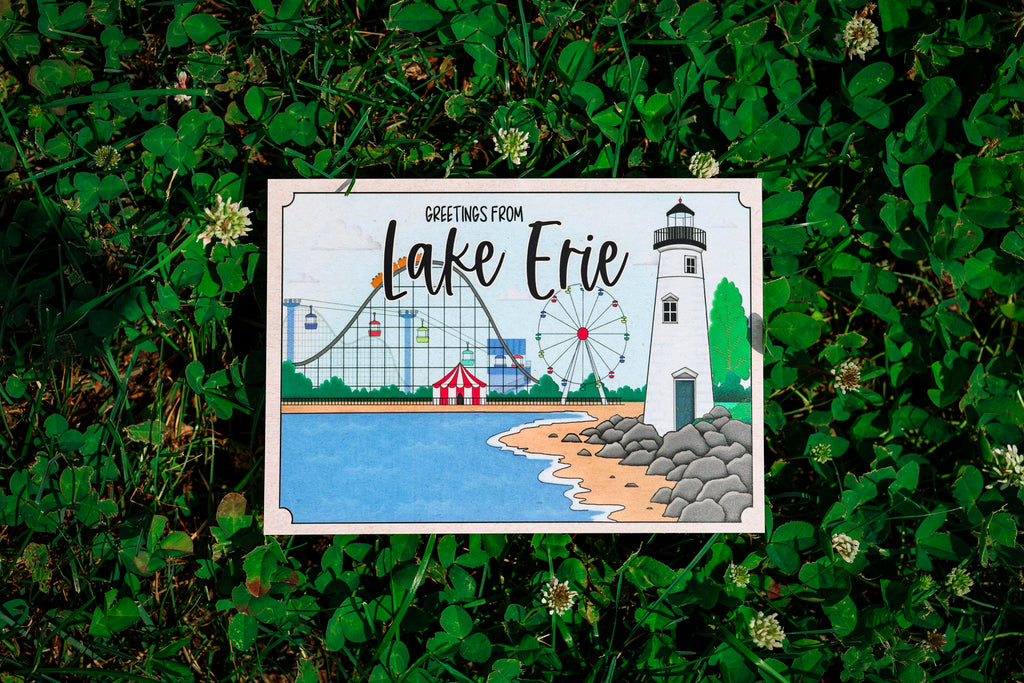 Lake Erie - Rollercoaster Postcard