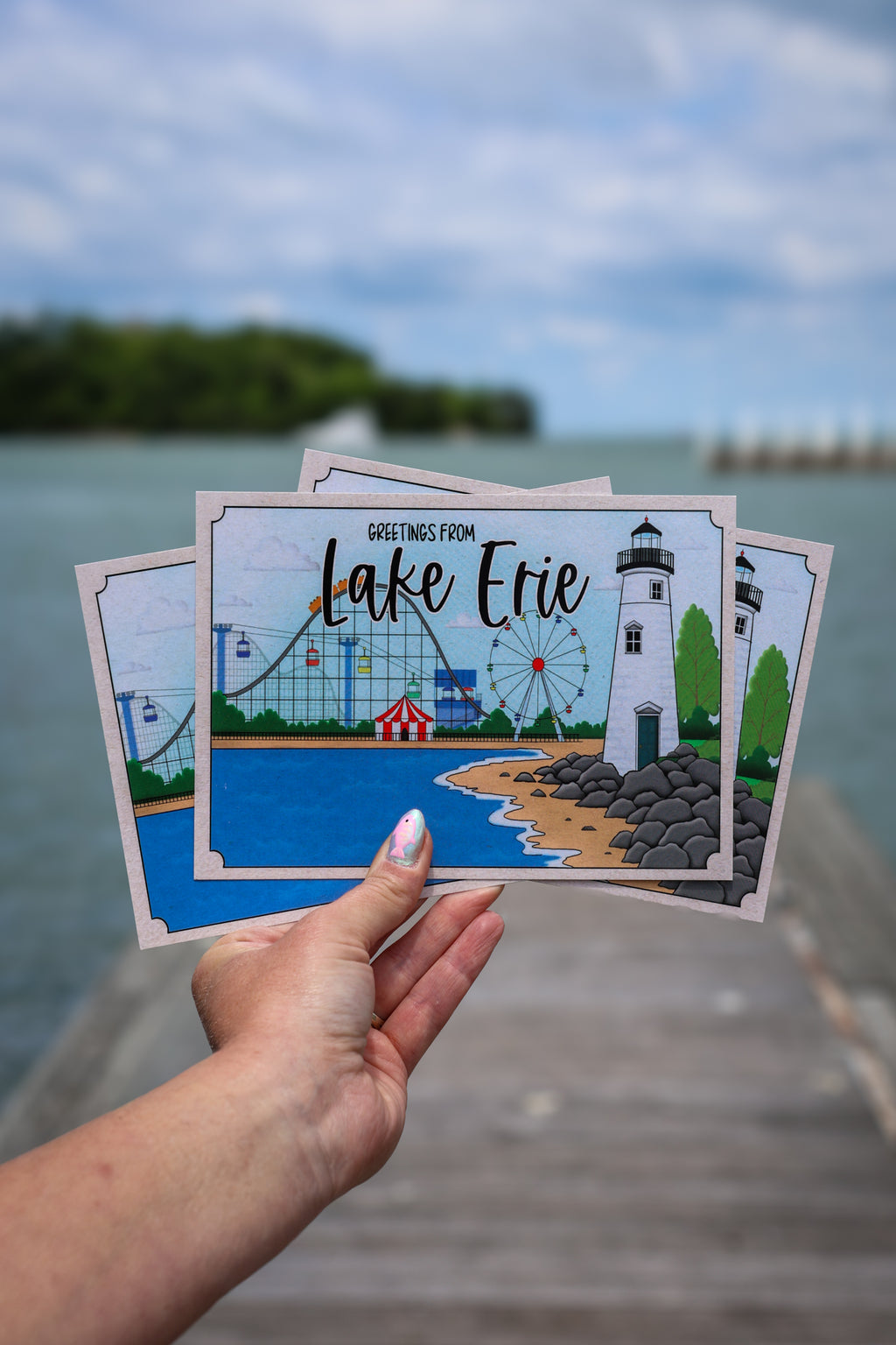 Lake Erie - Rollercoaster Postcard