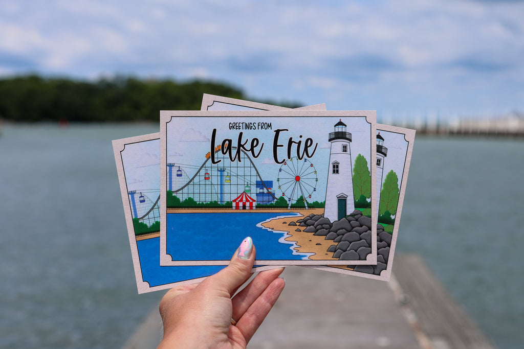 Lake Erie - Rollercoaster Postcard