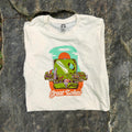 Natural t-shirt with 'Great Lakes' graphic design on a stone surface