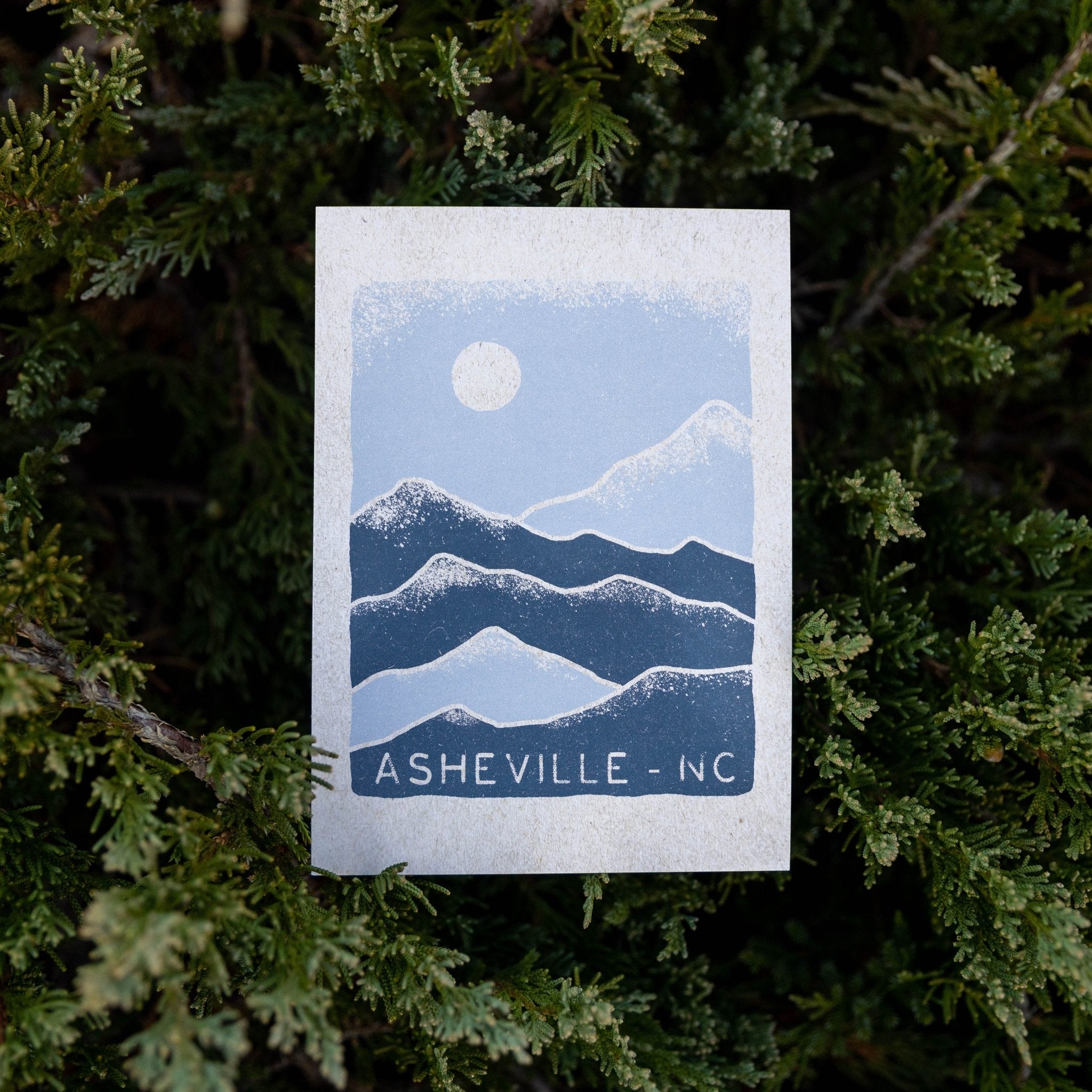 Single Winter Range postcard against a blurred natural backdrop

